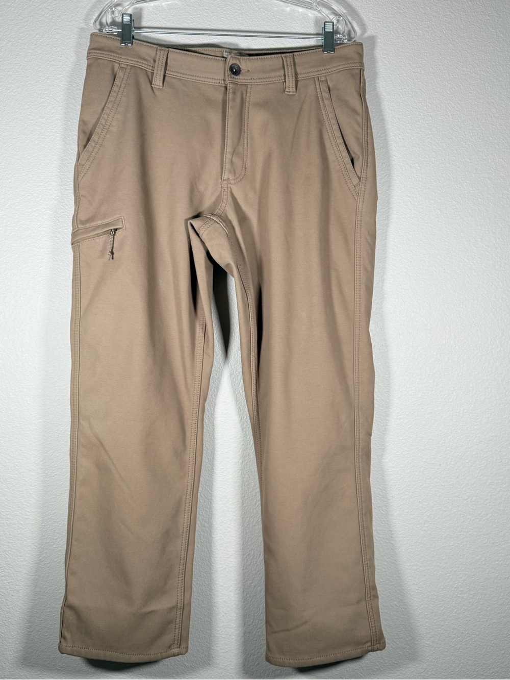 Weatherproof Men's 34x29 fleece lined stretch Canvas Pants in Tan
